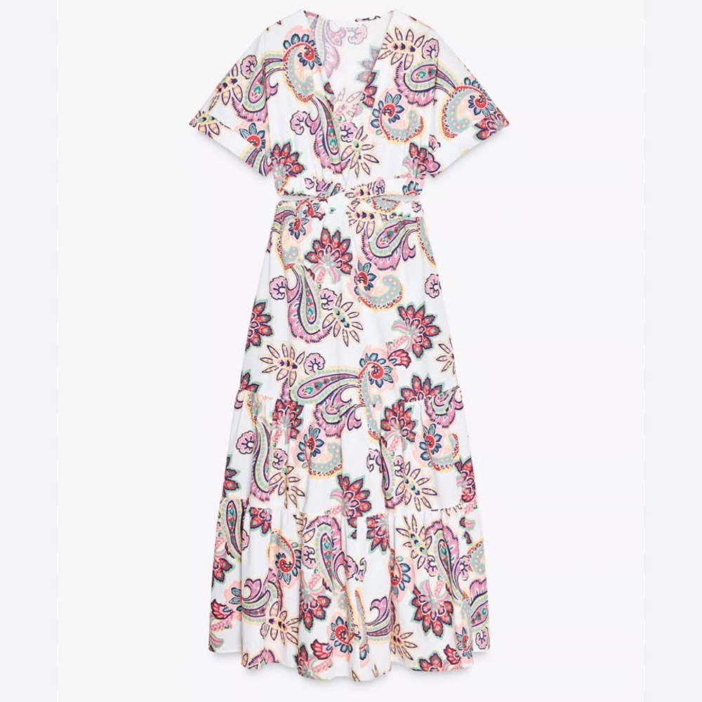 Zara cut out Floral Paisley Maxi Dress
